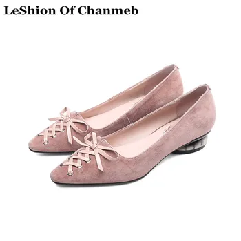 

Size 34-43 Sheep Suede Flats for Women Pink Cross Strap Bow-knot Espadrilles Slip ons Shoes Woman Casual Shoes Ballet Flats Lady