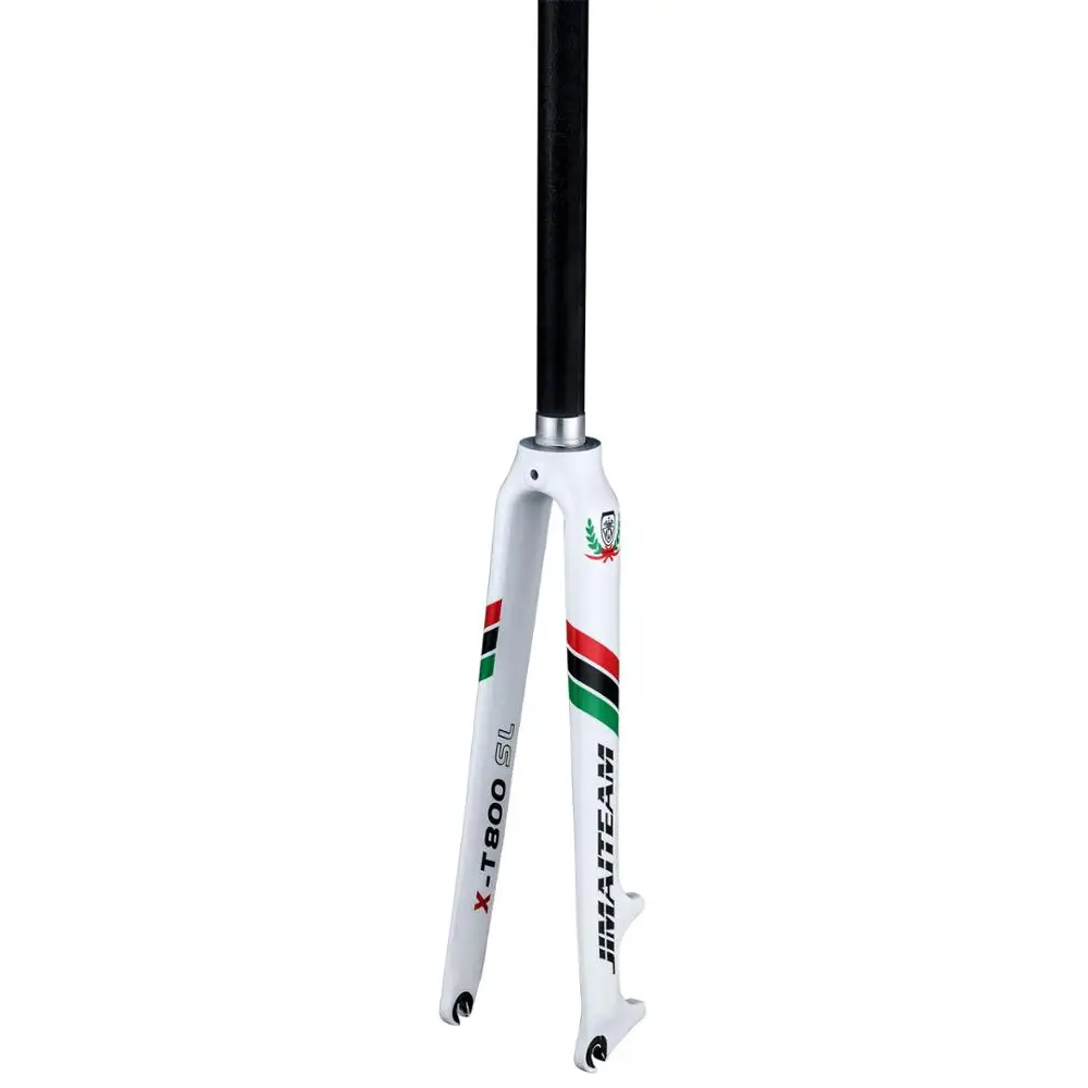

2018 New JIMAITEAM Bike 700C Carbon Fork 28.6mm Carbon Fork Road Bike Parts 3 Ultra-light Brake Carbon Fork White gloss