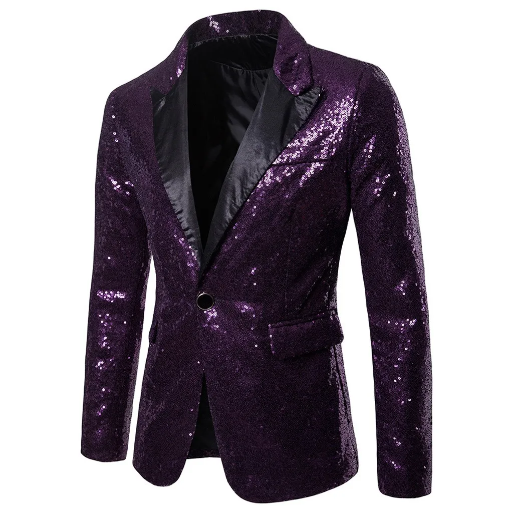 Luxury Brand Men Gold Silver Black Sequined Single Button Blazer Slim Fit Stage Perform Party Club Wear Coat Blaser Masculino #3 | Мужская