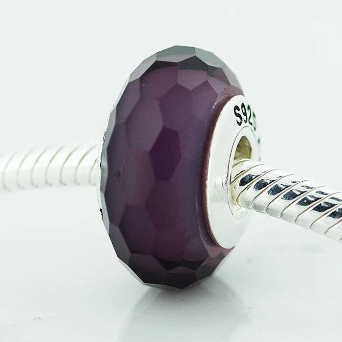 

Fits for Pandora Bracelets Fascinating Purple Murano Glass Beads 100% 925 Sterling Silver Charms Free Shipping