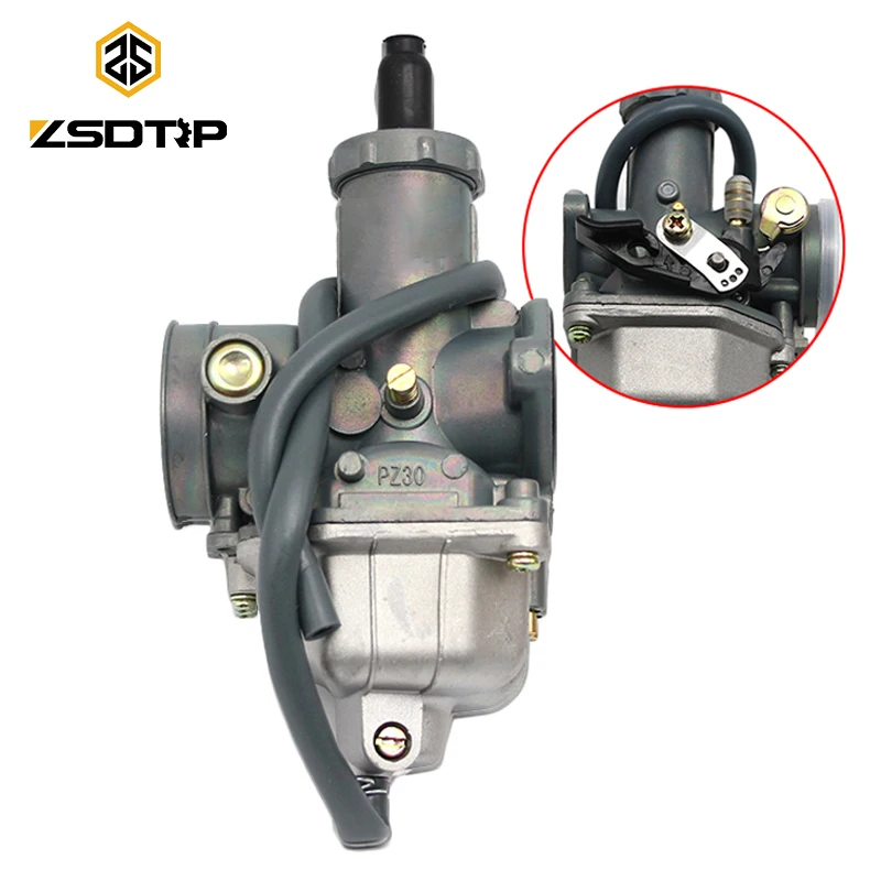 

ZSDTRP Keihin Carburetor PZ30 Carb 200cc 250cc 30mm Cable/Auto Choke Dirt Bike ATV Quad