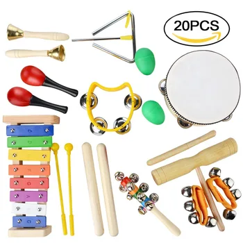 

20PCS Percussion Drum Set Early Learning Toys Rattle Sand Hammer Drum Toy Set For Baby Kids