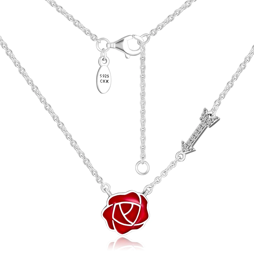 

Necklace Choker Chain Jewelry 925 Sterling Silver Rose Necklaces for Women collares de moda kolye bijoux femme Free Shipping