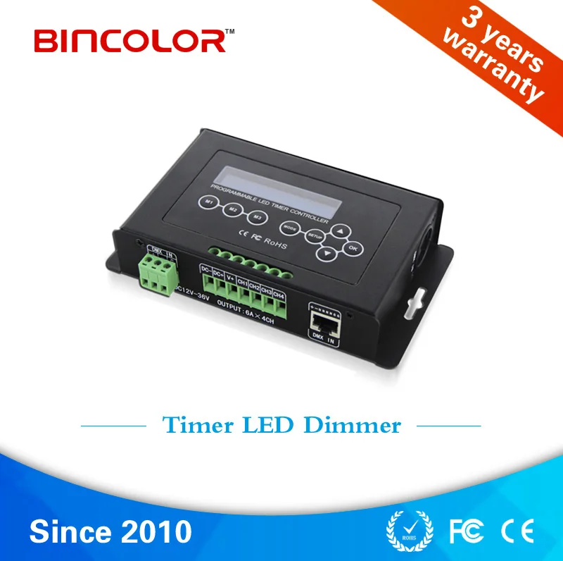 

Bincolor BC-322 6A 4 channels Timer dimmer controller, DC12V-36V aquarium controller, plant light controller