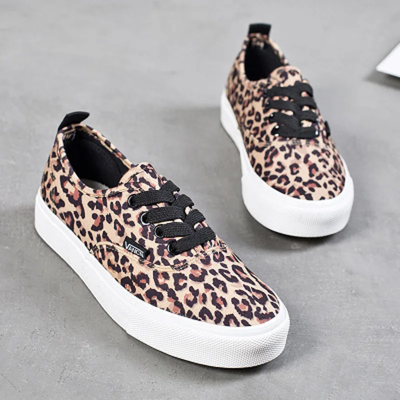 raw edge animal print canvas shoes
