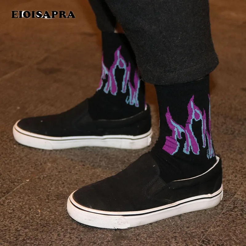 

[EIOISAPRA]New Arrival Street Colorful Flame Pattern Meias Masculino Mens Hip Hop Skateboard Socks Calcetines Funny Crew Socks