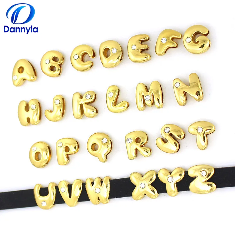 

130pcs/lot 8mm Gold Rhinestones Fat Silde Leather Fit 8mm DIY Wristband Bracelet Jewelry, Accept Customization LSSL36