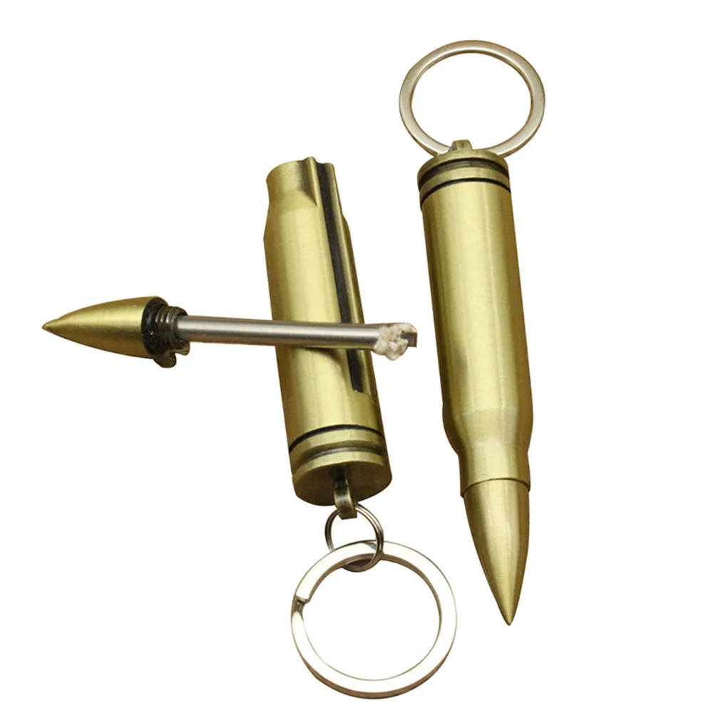 Survival Endless Bullet Shape Keychain Outdoor Emergency Flint Fire