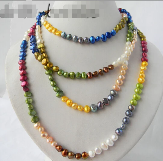 

fast70'' 7MM Multicolor Baroque Freshwater Pearl Necklace AAA