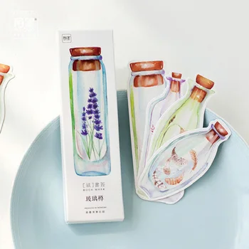 

30pcs/lot Glass Bottle Shape Bookmarks Gift Cards Kawaii Cute Book Mark Paper School and Office Supplies Bookmark