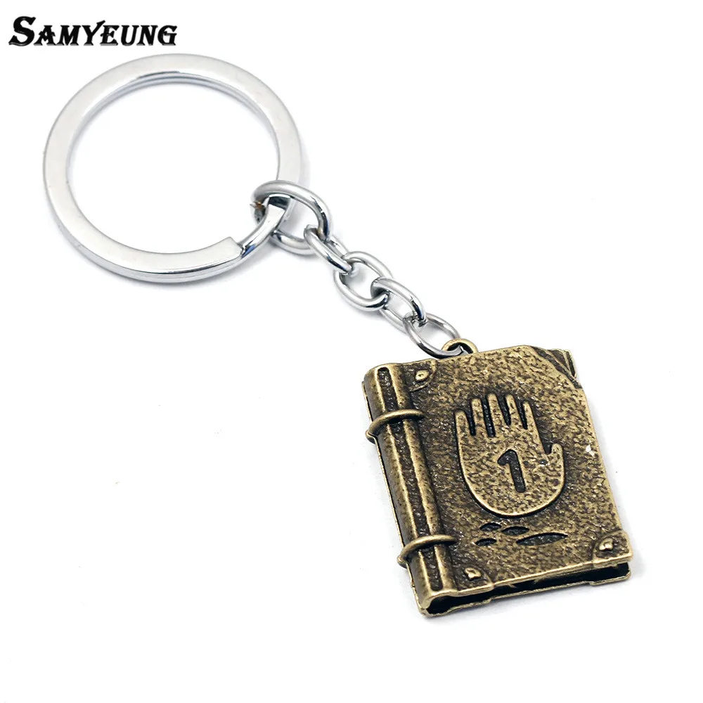 

Anime Gravity Falls Journal 3 Key Chains for Men Jewelry Books Keychain Copper Key Holder Keyring Keyring Porte Clef