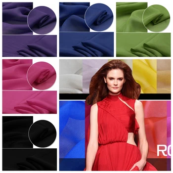 

New fashion candy colors 100% pure real Mulberry natural silk fabric chiffon inner lining for dress scarf fabric 140cm
