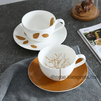 

Gold coffee mug china bone tea mug drinkware wedding party decor gift