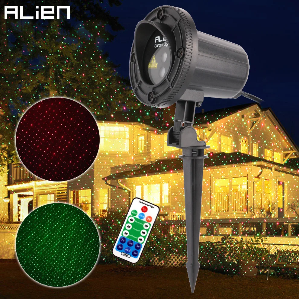 Alien Red Green Motion Star Dots Xmas Laser Light Show Projector Alien Red Green Motion Star Dots Xmas Laser Light Show Projector Christmas Tree Party Outdoor Garden Waterproof Remote Lighting