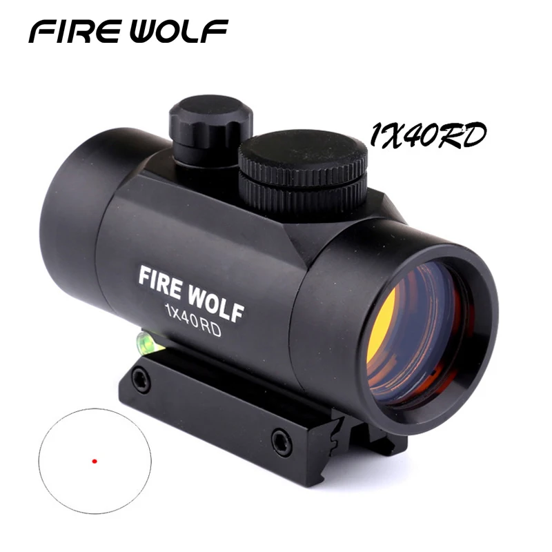 Прицел с красной точкой FIRE WOLF 1x40 мм рельсовое крепление для ружья пузырьковым