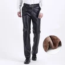 Зимние мужские флисовые брюки размера плюс 46 из искусственной кожи в стиле хип-хоп, уличные черные спортивные штаны из искусственной кожи, модные ветрозащитные брюки 090704