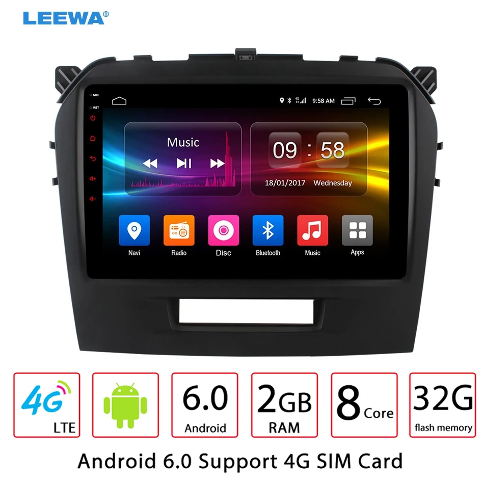 

NEW 9"9 inch Android 6.0 (64bit) Octa Core DDR3 2G/32G/ FDD 4G Car DVD GPS Radio Head Unit For Suzuki Vitara 2015 2016 #CA3131