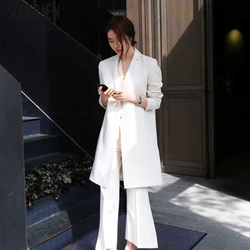 

SuperAen 2019 New Women's Sets Autumn and Spring Fashion Casual Suit Jacket Women Long-sleeved Wild Casual Long Pant Two Pieces