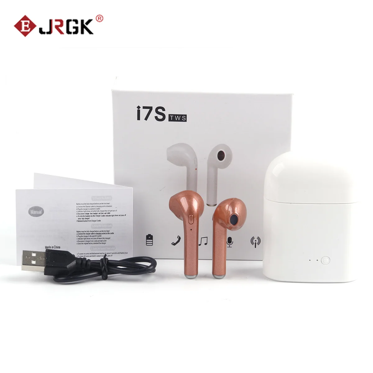 

JRGK HBQ i7 TWS Twins Wireless Earbuds Bluetooth V4.2 Stereo Headset earphone For Iphone 7 plus 7 6s 6 plus SE Galaxy S8 Plus LG