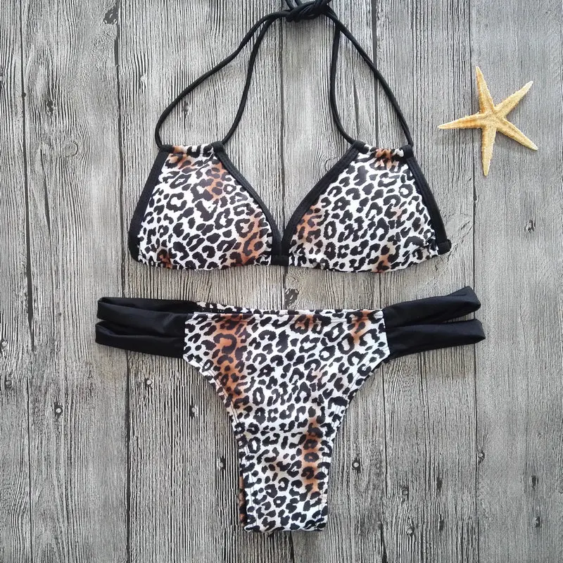 

Sexy Leopard Push Up Bikini Set Bandeau Bikini Micro Brazilian Bikini Beach Cover Up Solid Long Swimwear Floral Cover Up Tunic