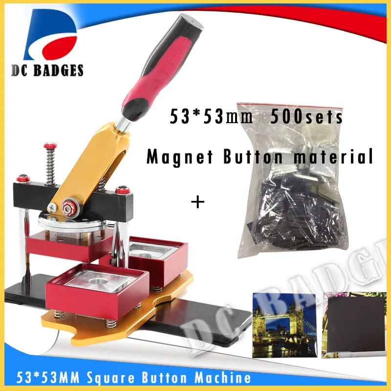 100 Sets Square Button Maker Supplies - 50mm Fridge Magnet Parts With Template