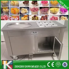 Round pan 1+6 thailand ice cream maker 1panthailand rolled fried ice cream machine