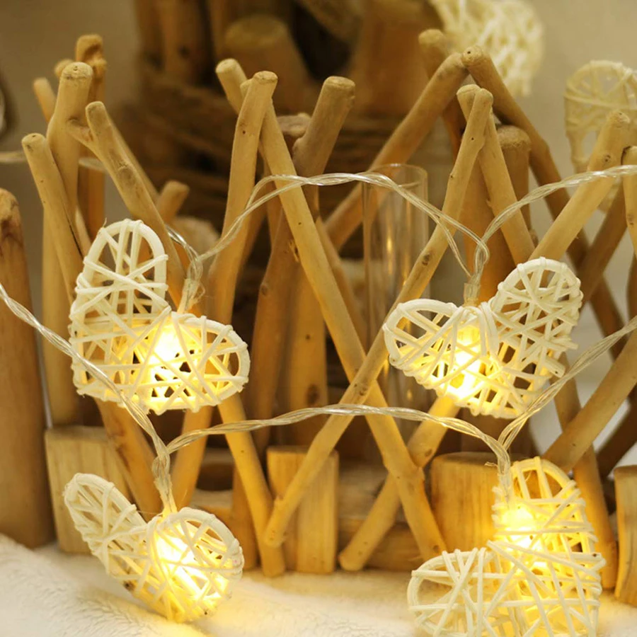 

10/20/40leds Rattan Heart led string lights Holiday lighting Christmas Wedding Party Valentie's Day decoration Fairy Garland