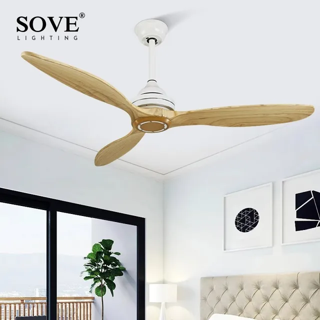 SOVE Black Wooden Ceiling Fan Wood Ceiling Fans Without Light