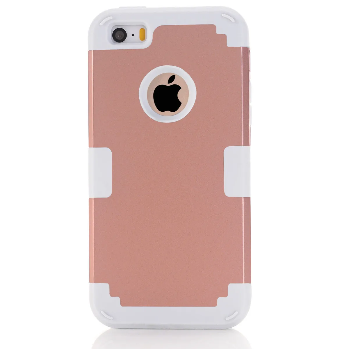 Rose Gold and Grey Чехол для iPhone 5S, противоударный защитный чехол, гибридный жесткий резиновый защитный чехол для телефона s для iPhone, прошитая/экранная пленка - Цвет: Rose Gold and Grey