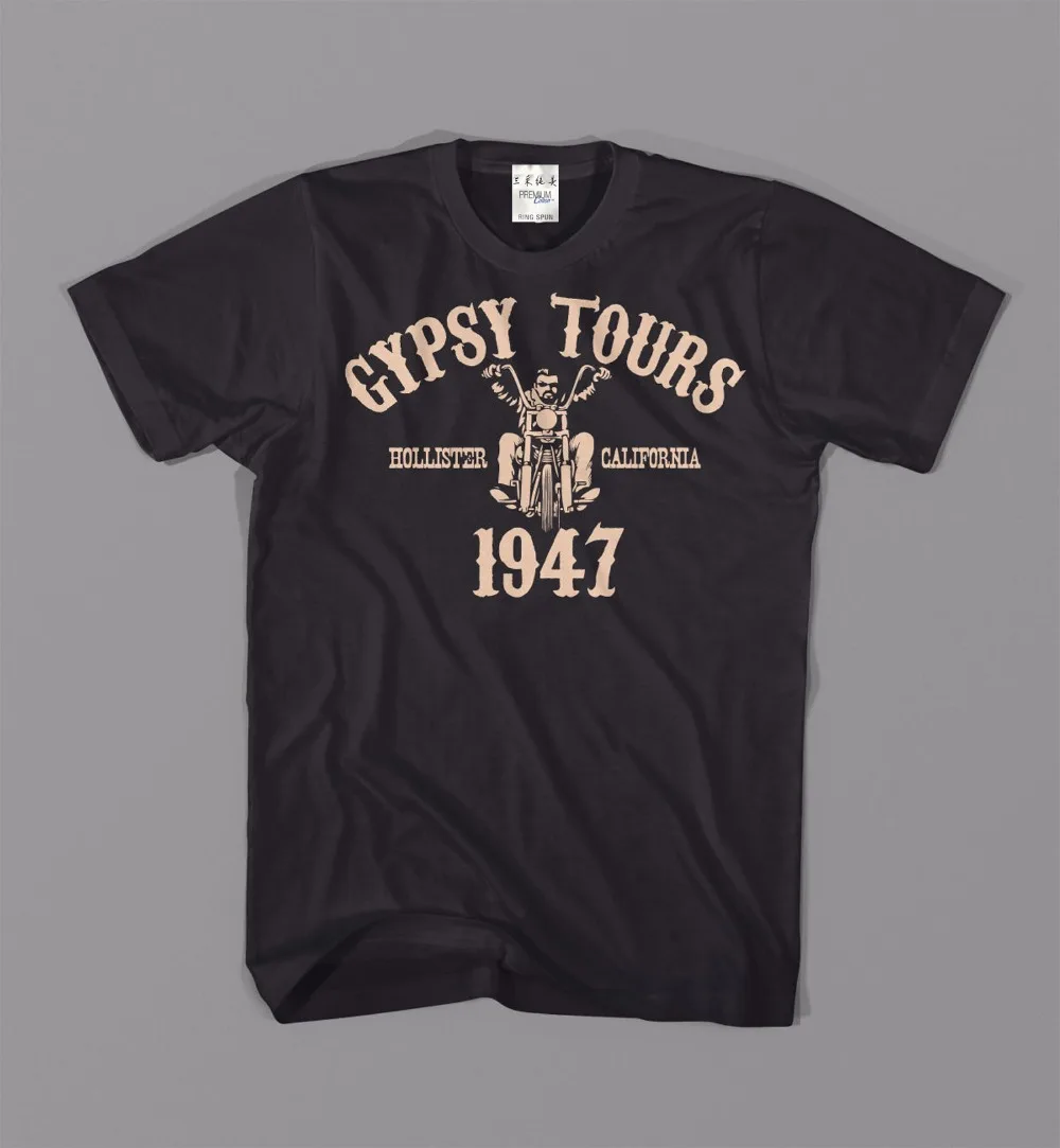 Hip Hop Novelty T Shirts Men'S Brand Clothing Gypsy Tours biker retro