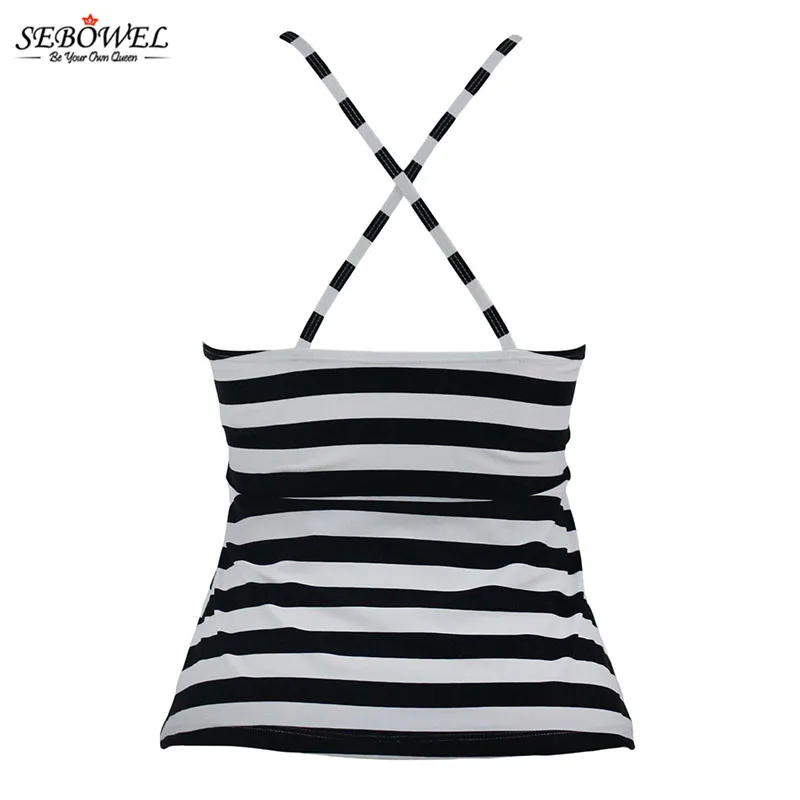 Black-White-Stripe-Print-Macrame-High-Neck-Swim-Top-LC410074-2-4