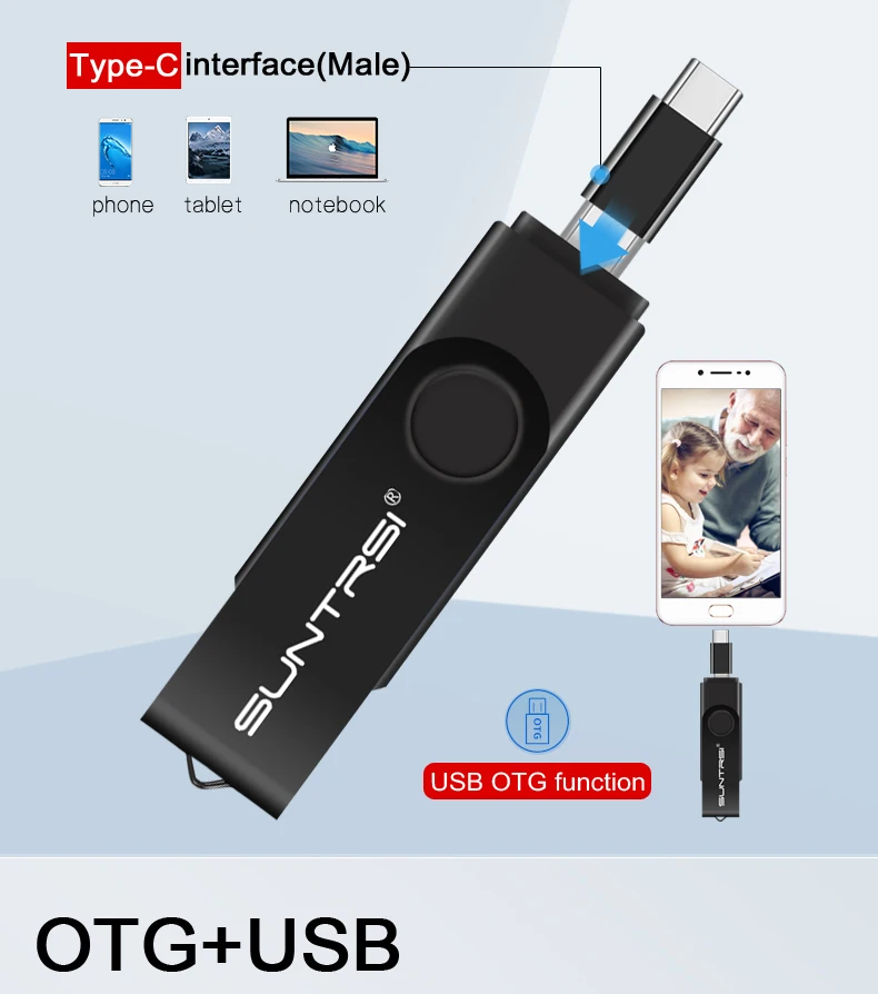 Suntrsi OTG USB флеш-накопитель 128 Гб Тип C ручка-накопитель многофункциональная usb флешка 64 Гб флэш-диск металлический 16 Гб для смартфона/планшета/ПК