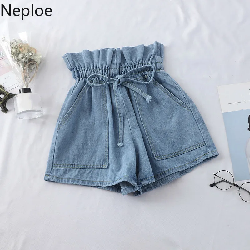 Neploe бутон Drawstring женские шорты с высокой талией карманами короткие Feminino Лето 2019