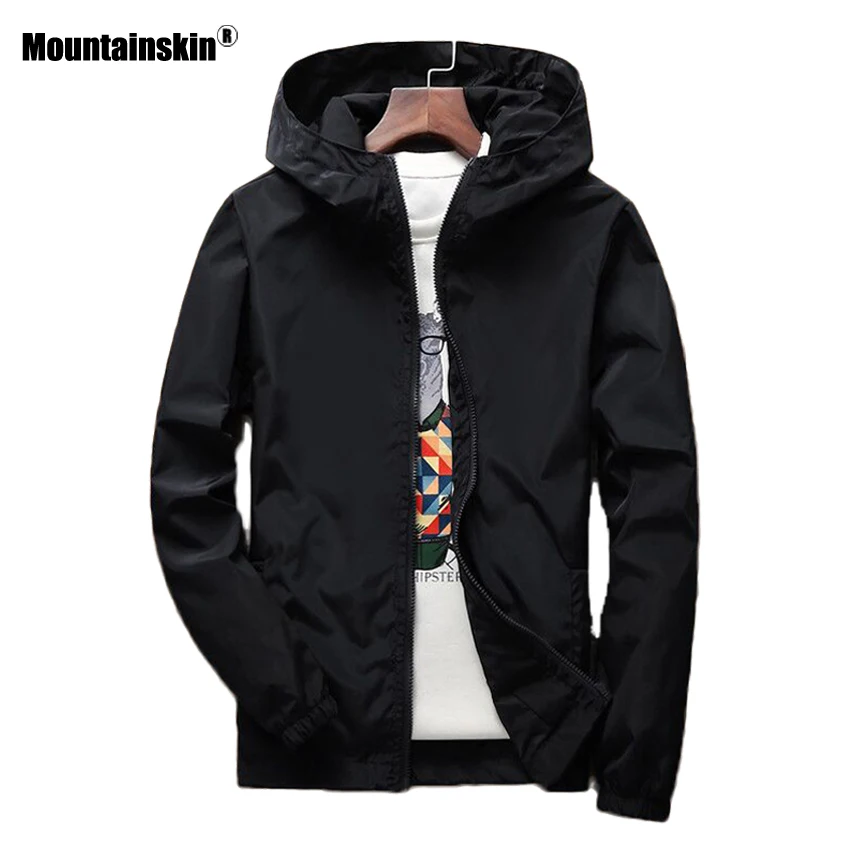 Mountainskin ربيع جديد الرجال سترة مقنعين بلون عارضة معطف رجالي العلامة التجارية الملابس الذكور قميص زائد حجم 6XL 7XL SA485