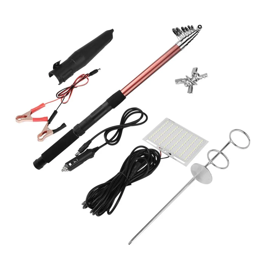 

DE Telescopic Fishing Rod 12V 48W Telescopic LED Rod Lamp Car Light with Remote Controller for Outdoor Fishing