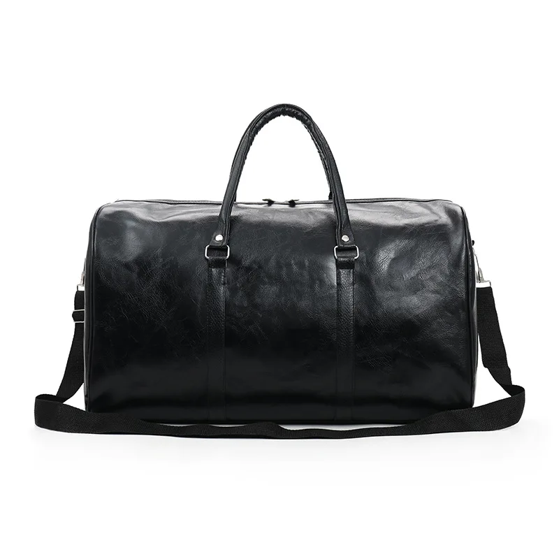 Популярный дизайн, спортивная сумка из искусственной кожи на выходные, переносная вместительная мужская сумка для отдыха, бизнеса, путешествий, черная сумка - Цвет: Черный