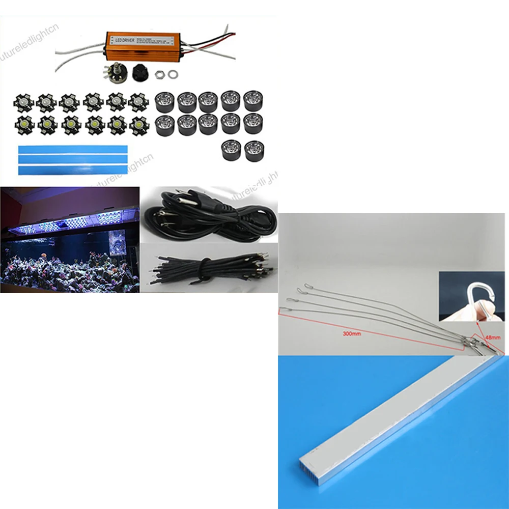 

36w diy led aquarium light with 300mm x 40mm x12mm Radiator