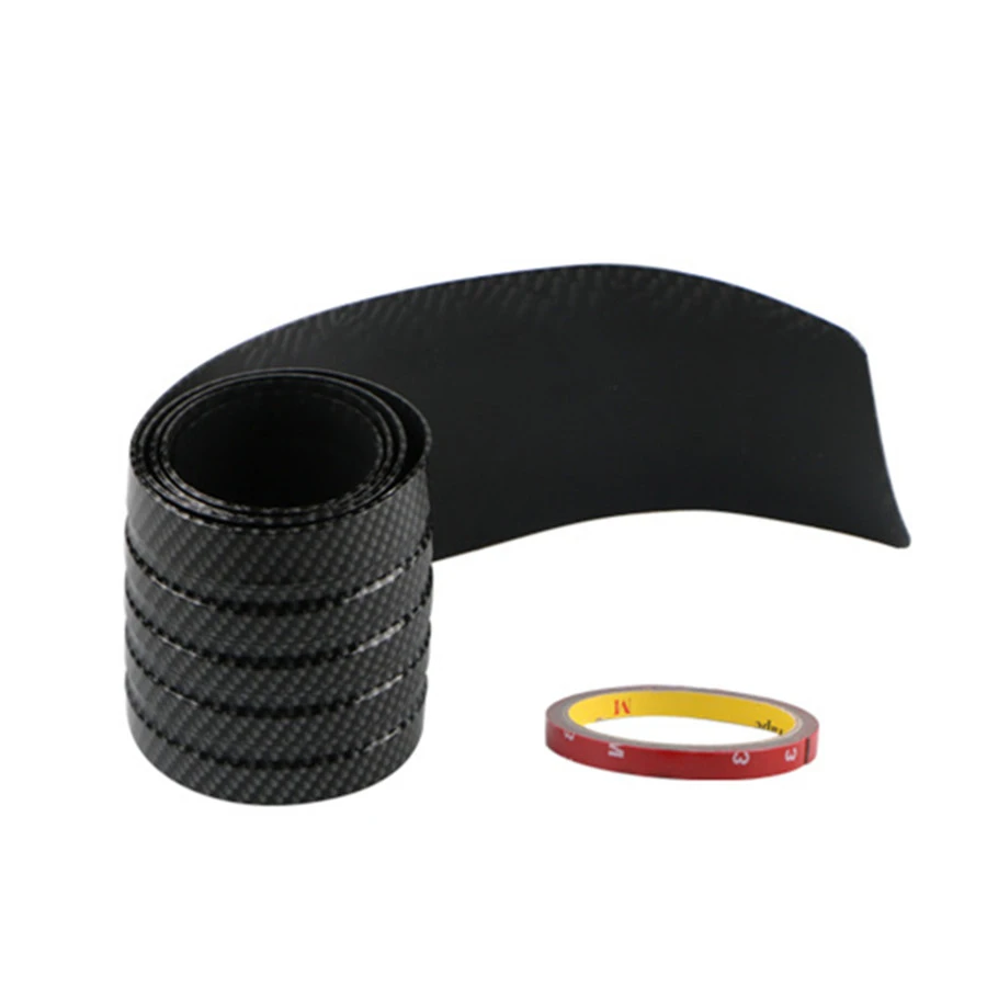

41.3" PVC Car Rear Bumper Trunk Step Cover Strip Scuff Guard Black Carbon Fiber