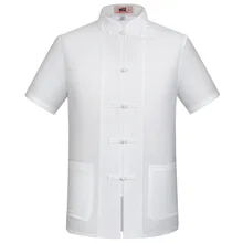 Белый китайский Для мужчин хлопок лен вышивка Кунг-Фу рубашка летние топы Короткий рукав Костюмы Размеры размеры s m l xl XXL, XXXL