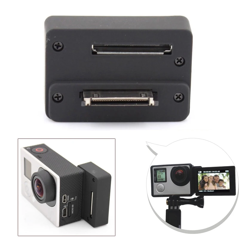 para GoPro BacPac adaptador de conector de para GoPro Hero 4 Hero 3 + 3 Cámara Lcd Selfie caja convertidora - AliExpress electrónicos