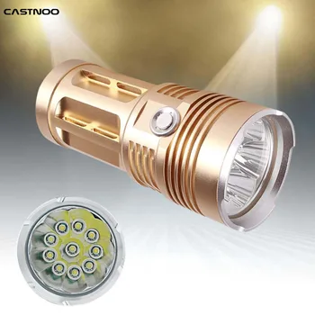 

12T6 Ultra Bright Flashlight High Quality 3 Switch Modes Waterproof Tasklight Outdoor Hiking Camping 18650 Battery Operated Gold