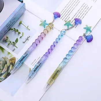 

1PCS Bling Gradient Princess Shell Pendant Black Ink 0.5mm Gel Pen School Office Supply Student Stationery