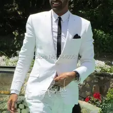 Изготовленный на заказ мужской свадебный костюм дизайн белый формальный костюм для свадьбы смокинги жениха костюм для шафера(куртка+ брюки+ галстук