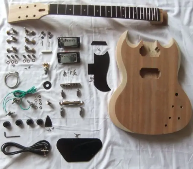 SG-400 2 Dual-coil Pickups Unfinished DIY Mahogany Body Electric Guitar #12