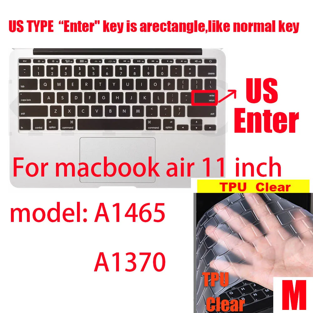 0,13 mmTPU для Apple Macbook pro13/11Air 13/15 retina12 дюймов Чехол для клавиатуры Ультратонкий чехол прозрачная защитная пленка EU/US pro16 - Цвет: M