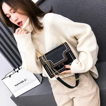 

Women Embroidery Thread Chain Small Square Shoulder Bag Wild Little Fairy Bag High Quatily Durable Handbags 2020 New сумка