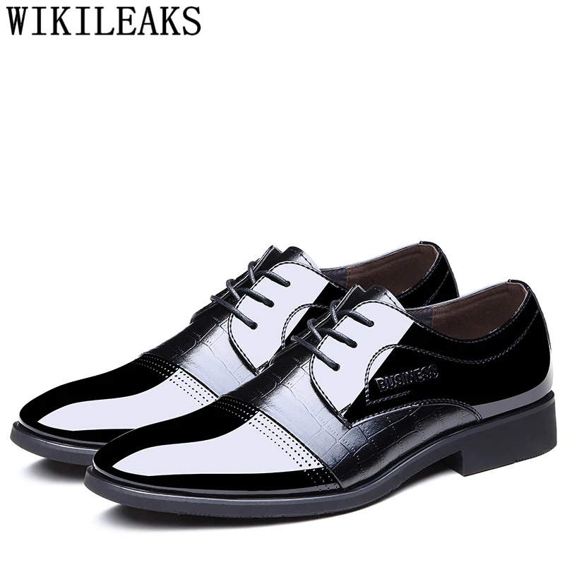 marron Oxford Hombre Vestir Zapatos De Robe Italien Hommes Pour Buty Verni Formelle Cuir Coiffeur Chaussures En Noir PxaxqR40