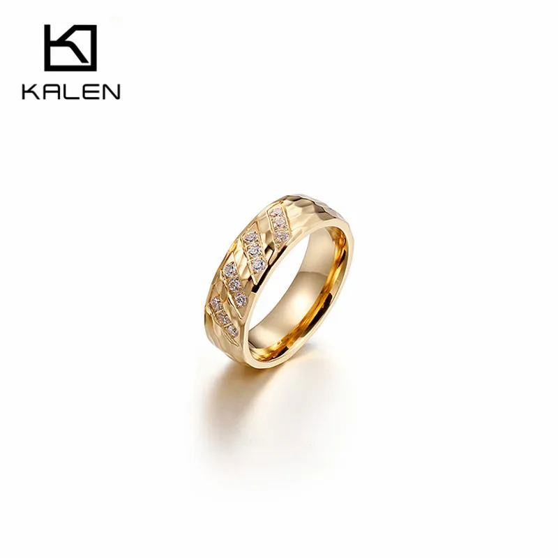 Kalen, новинка, золотые кольца для пар, для женщин, нержавеющая сталь и стразы, обручальное, обручальное кольцо, модные дешевые аксессуары для влюбленных - Цвет основного камня: KR41997-K