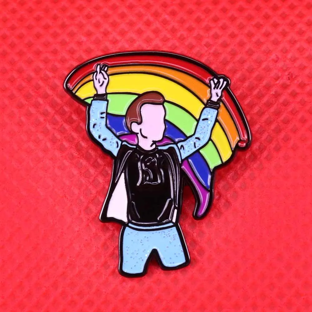 

Harry style rainbow flag enamel pin glitter brooch gay pride badge LGBT jewelry women gift pastel art pins men shirt jackets acc
