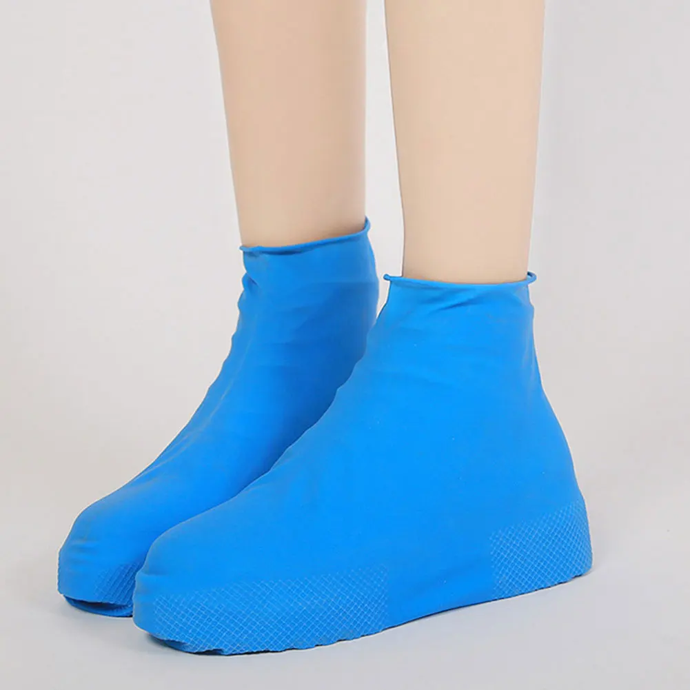 Детские противоскользящие бахилы водонепроницаемые Многоразовые латексные дождевые сапоги галоши унисекс Детские однотонные туфли аксессуары#320
